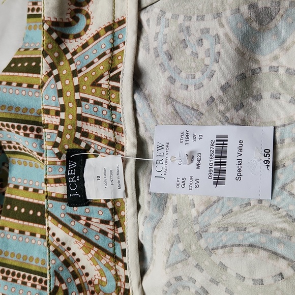 J.Crew, Women's Green and Blue Pattern Midi, Skirt Size 10 with Side zipper - Picture 6 of 6
